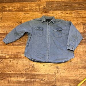 VTG Puritan Men's 3XL Denim Jacket Blue Stripe Fleece Lined Outdoors Chore Field